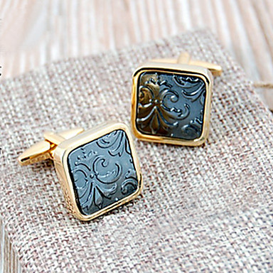 Королевский французского Square Золотой Позолоченные Мужская Запонки (синий, 1 пара)