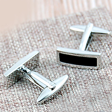 Простой Французский Прямоугольные Мельхиор Мужская Запонки (черный, 1 пара)