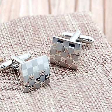 Модный квадрата сетки Серебряный посеребренные Мужская Запонки (1 пара)