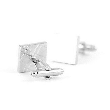 Роскошный французский полосой Square Мужская Сплав серебра Посеребренная Запонки (1 пара)