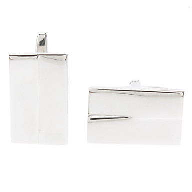 Просто Серебряный квадрат обе Стороны Выдавите Запонки