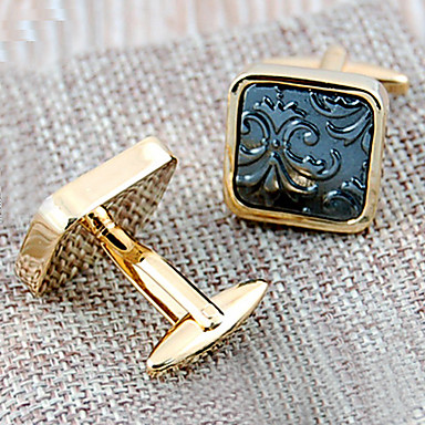 Королевский французского Square Золотой Позолоченные Мужская Запонки (синий, 1 пара)