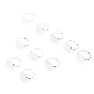 15mm площади Серебряный металла Регулируемая Ring (содержат 10 фото)