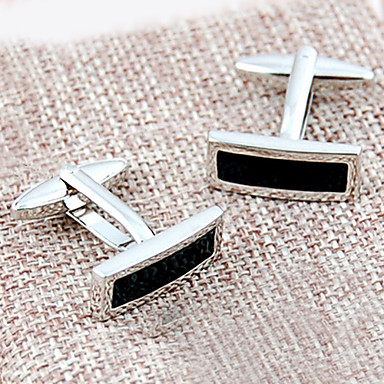 Простой Французский Прямоугольные Мельхиор Мужская Запонки (черный, 1 пара)