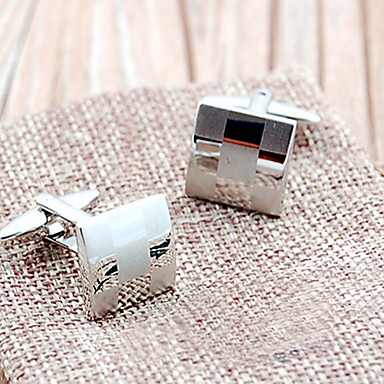 Модный французский квадрата сетки Серебряный посеребренные Мужская Запонки (1 пара)