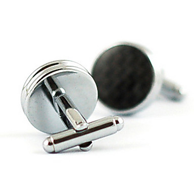 Стильный французский круглый серебряный посеребренные Мужская Запонки (черный, 1 пара)