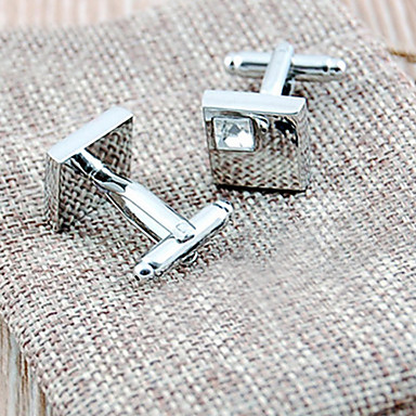 Королевский Французский площадь Мельхиор и Кристалл Мужская Запонки (1 пара)