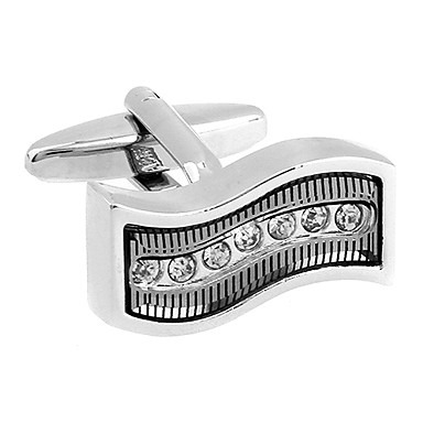 Мужская Серебряный Wave Кристалл Запонки (2 шт)