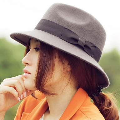 женщины регулируемые шерсть мягкая фетровая шляпа шляпа лук (окружность :54-58см)