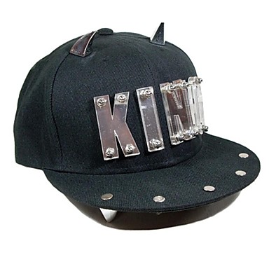 Мода Мужская nk Стиль Король Золотой Письмо и бык рогом заклепки Black шляпа Мужчины Женщины дамы